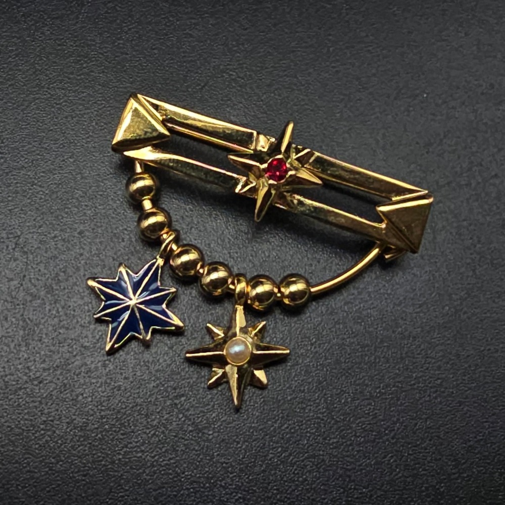 Avon President's Club Bar Brooch Insignia Awards Pin Gold Tone Stars